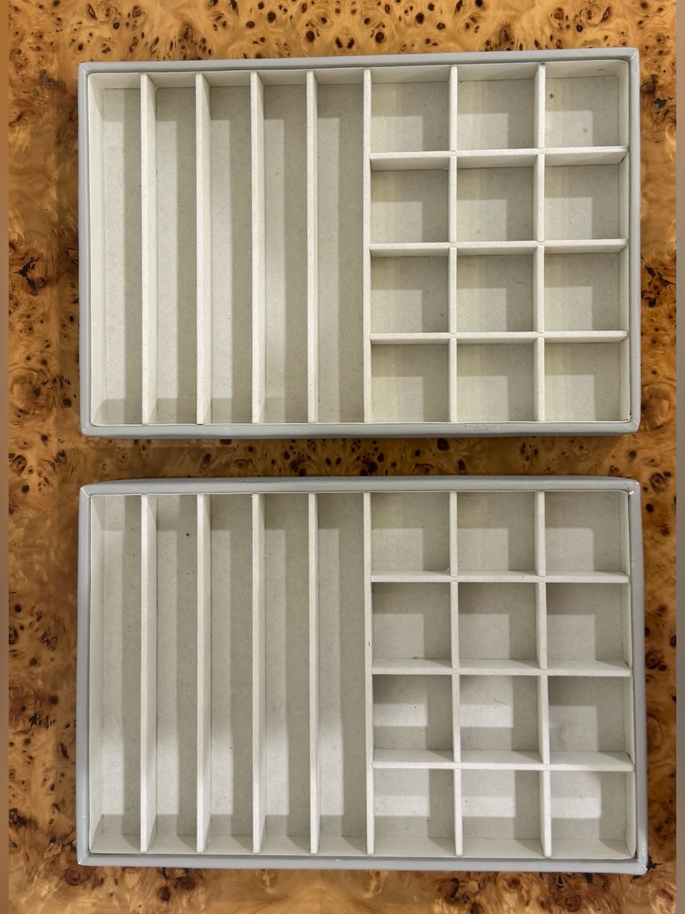 Gray Stackable Jewelry and Accessory Organizer Tray Set of 2